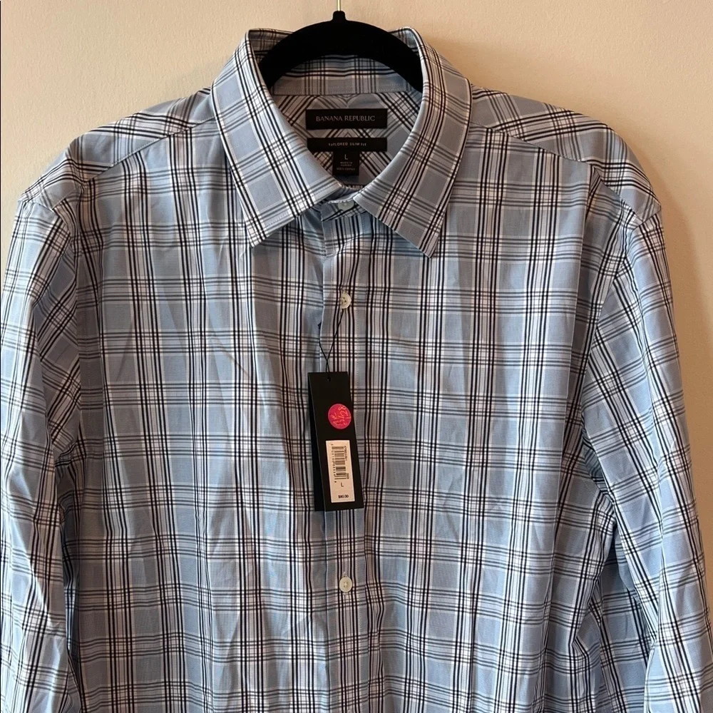 Banana Republic Light Blue Checkered Shirt